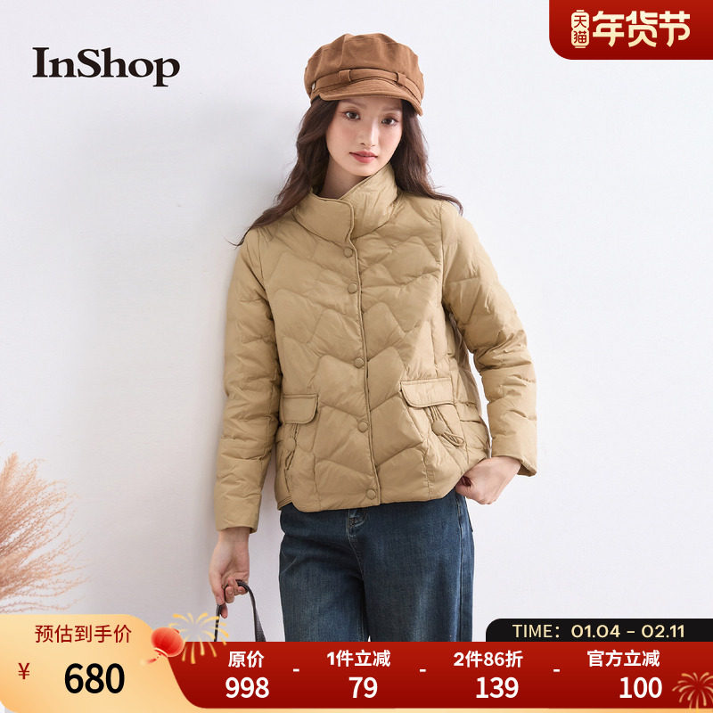 【商场同款】INSHOP新款女都市轻盈羽绒外套高领保暖鸭绒短外套,女装/女士精品,羽绒服,淘宝优惠券,粉丝福利购,淘宝优惠卷