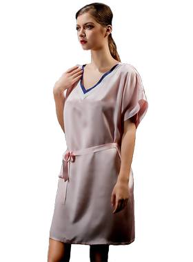 杭州丝绸纯色v领夏季睡衣家居服