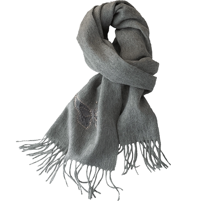 春秋冬季纯色绣花女绵羊毛围巾