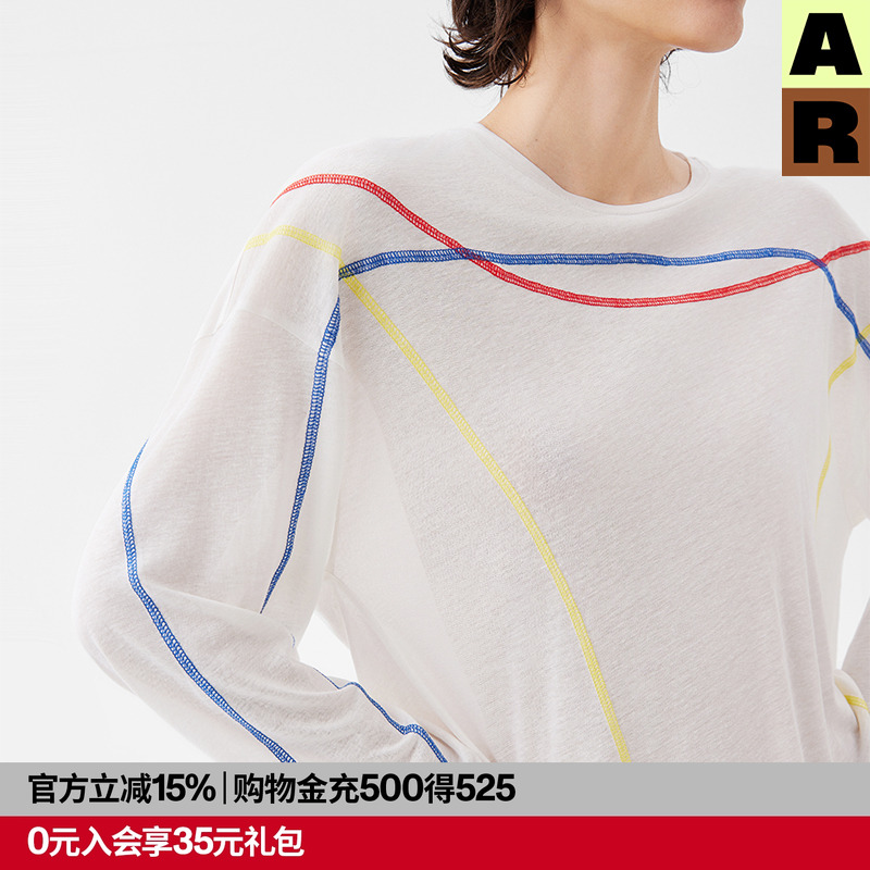 AlmondRocks网球风清凉天丝速干长袖T恤亚麻透气轻薄防晒罩衫上衣