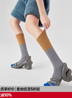 AR灰色撞色小腿袜2026新款春秋显瘦堆堆袜搭配小皮鞋潮长筒袜高筒