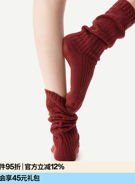 AR绞花灯笼堆堆袜2026新款红色针织小腿袜新年本命年长筒无骨袜女