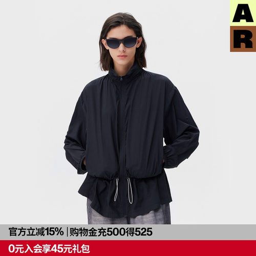 AR花苞下摆原纱防晒衣黑色轻量运动外套户外防紫外线UPF50+女秋