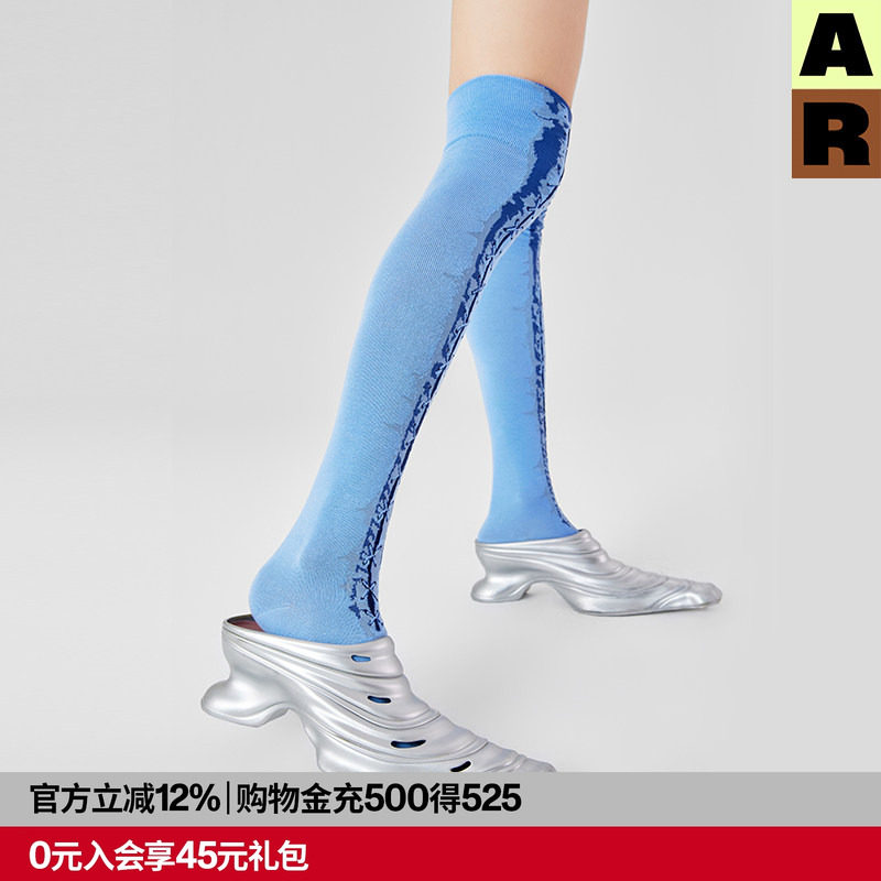 AR视错觉系带过膝袜显瘦长筒过膝袜蓝色绑带袜子女a线AlmondRocks,女士内衣/男士内衣/家居服,长筒袜,淘宝优惠券,粉丝福利购,淘宝优惠卷