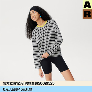 T恤上衣女2026新款 AR撞色条纹复古miu系卫衣宽松套头衫 慵懒风长袖