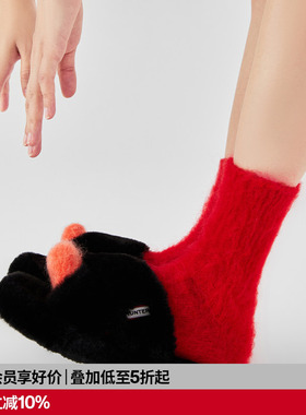 AR原创马海毛红色中筒袜2026新款羊毛袜子加厚保暖ins潮r线基础线
