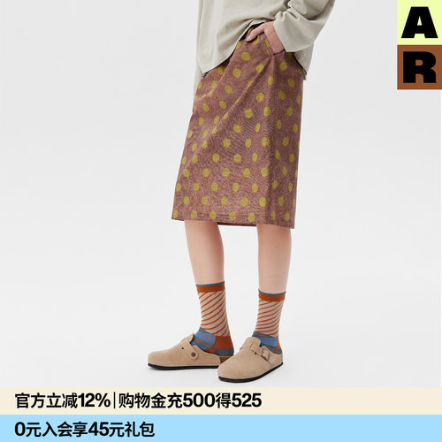 AR波点半身裙天丝棉百搭休闲中长裙度假风直筒显瘦裙子新款夏季