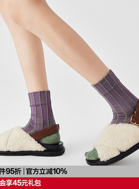 AR复古亮光丝条纹短袜2026秋新款短款无骨袜短筒女r线AlmondRocks