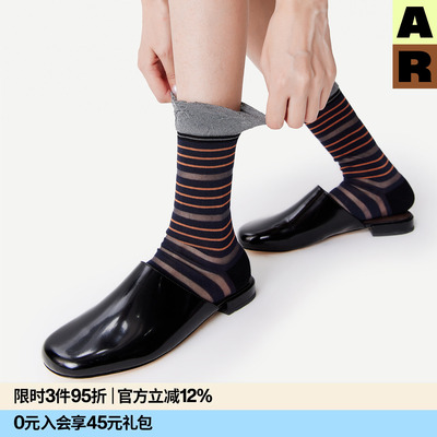 AR条纹金银丝冰冰袜薄花边卡丝袜透明水晶玻璃丝袜凉鞋中筒袜女