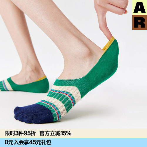 【意大利袜机】AR渐变条条船袜隐形防滑不掉跟薄款短袜凉鞋袜女