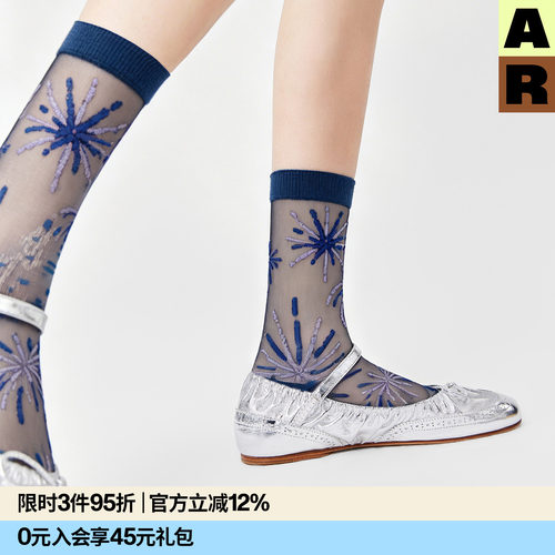 AR闪闪烟花中筒袜亮光丝袜