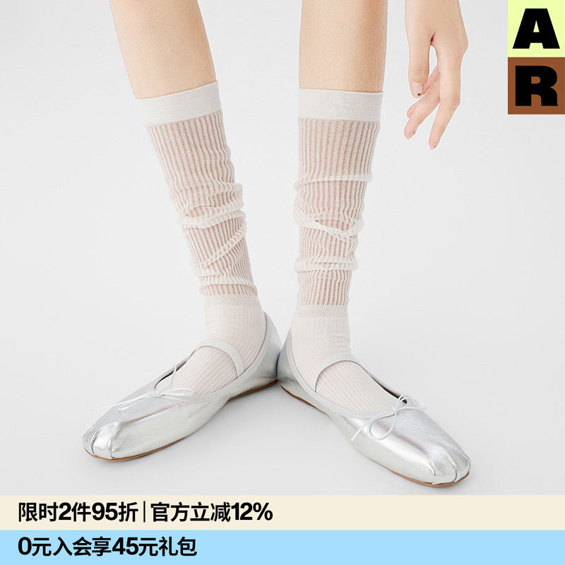AR轻盈堆堆袜miu系芭蕾风棉底卡丝袜薄2026新款小腿袜春显瘦长袜 - 实物图