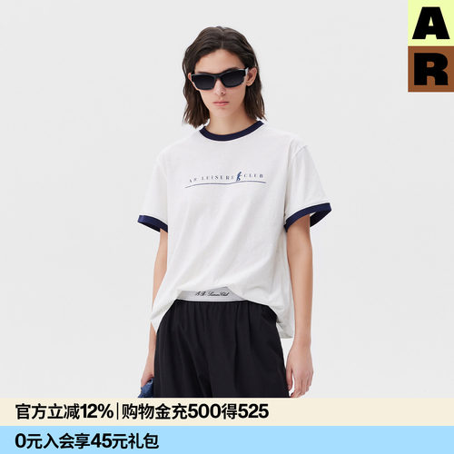 AR复古棉麻宽松印花短袖T恤2026新款夏季薄款圆领透气休闲上衣女