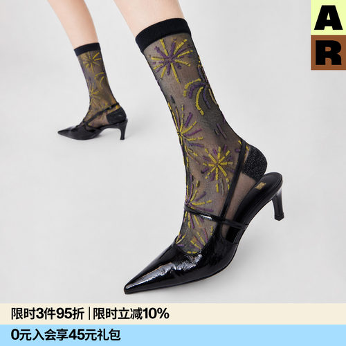 AR闪闪烟花中筒袜亮光丝袜