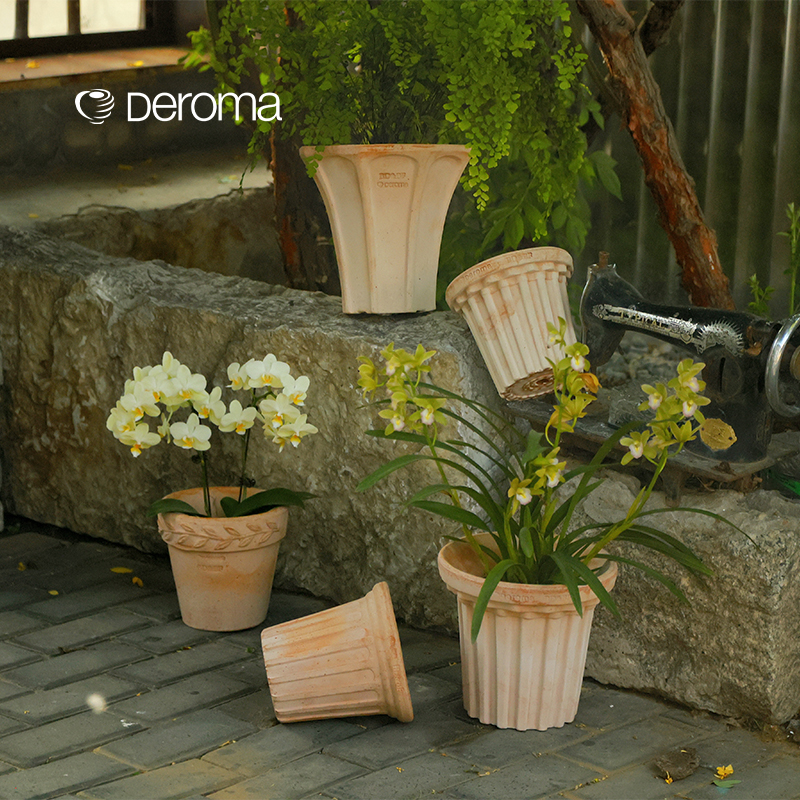 限量罗马柱手工月桂花环陶盆