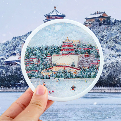 北京旅游流沙冰箱贴杯垫防烫隔热垫子文创小礼品故宫博物馆伴手礼