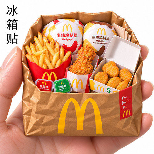 麦门纸袋冰箱贴树脂立体浮雕