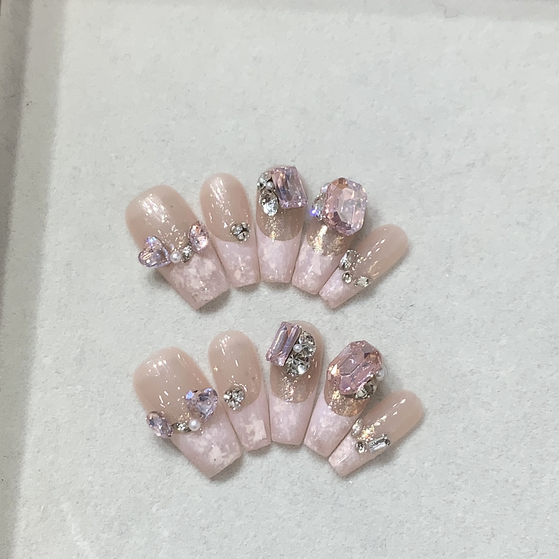 法式高级感纯欲重工精致美少女堆钻纯手工美甲贴片显白穿戴甲