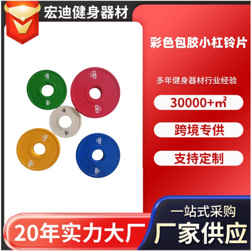 彩色包胶小杠铃片小孔配重片健身力量训练哑铃片小重量儿童可用