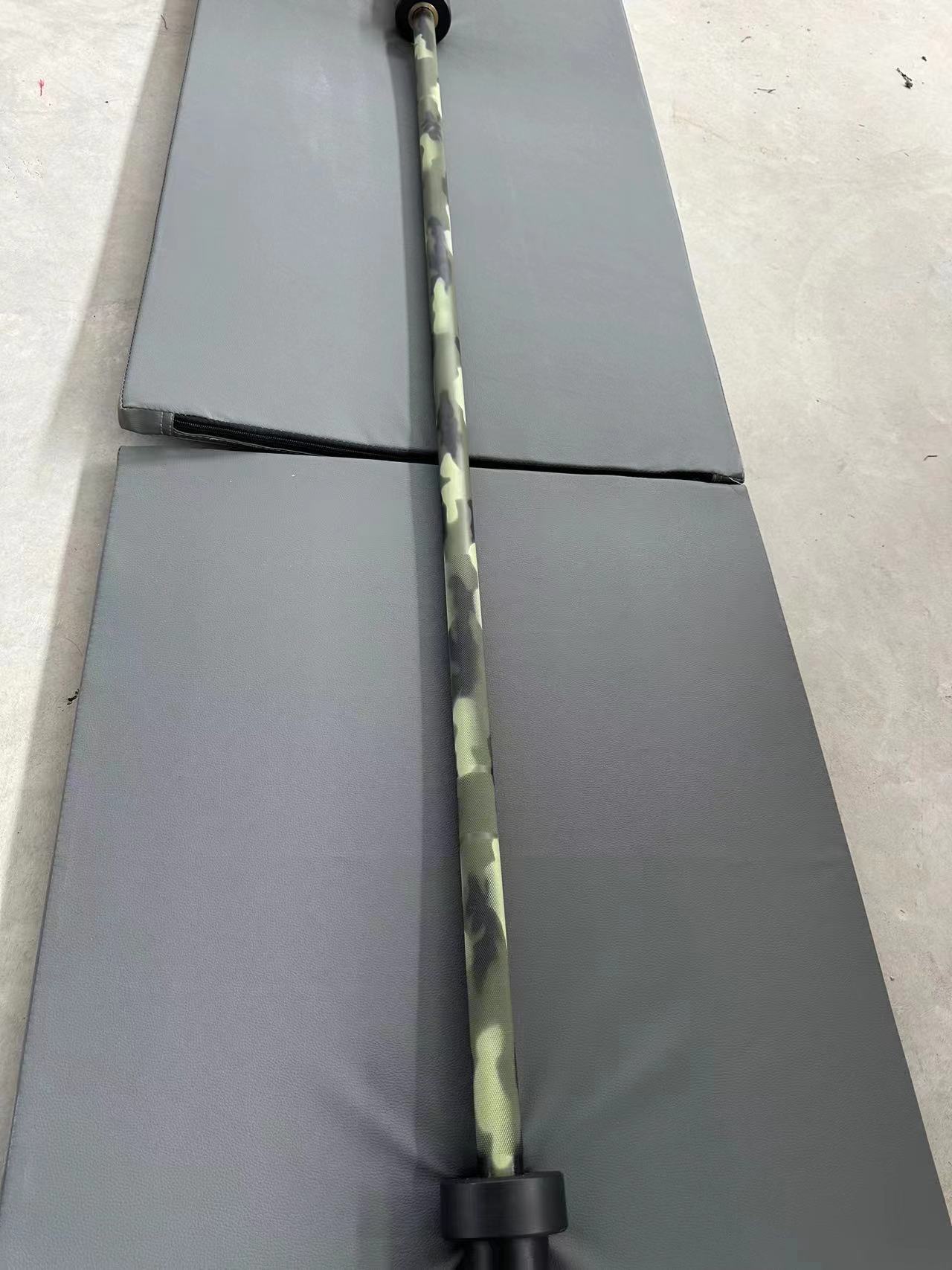 健身房运动减肥举重杆 2.2米迷彩杠铃杆弹簧钢健身器材举重杆