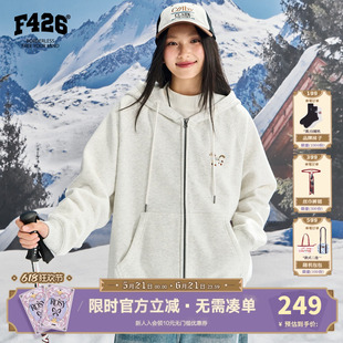 【F426官方店】国潮牌秋季新款美式休闲百搭宽松小马刺绣开衫卫衣