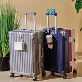 日本SMO 原创铝框行李箱女20寸学生旅行箱撞色高颜值密码 箱大容量