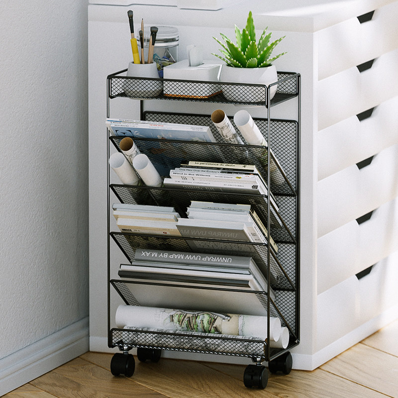 书桌旁书架落地文件架办公室桌面下多层文件收纳盒办公用品大全学