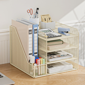 桌面文件收纳置物架多层书立文件架金属文件框档案架子办公室用品