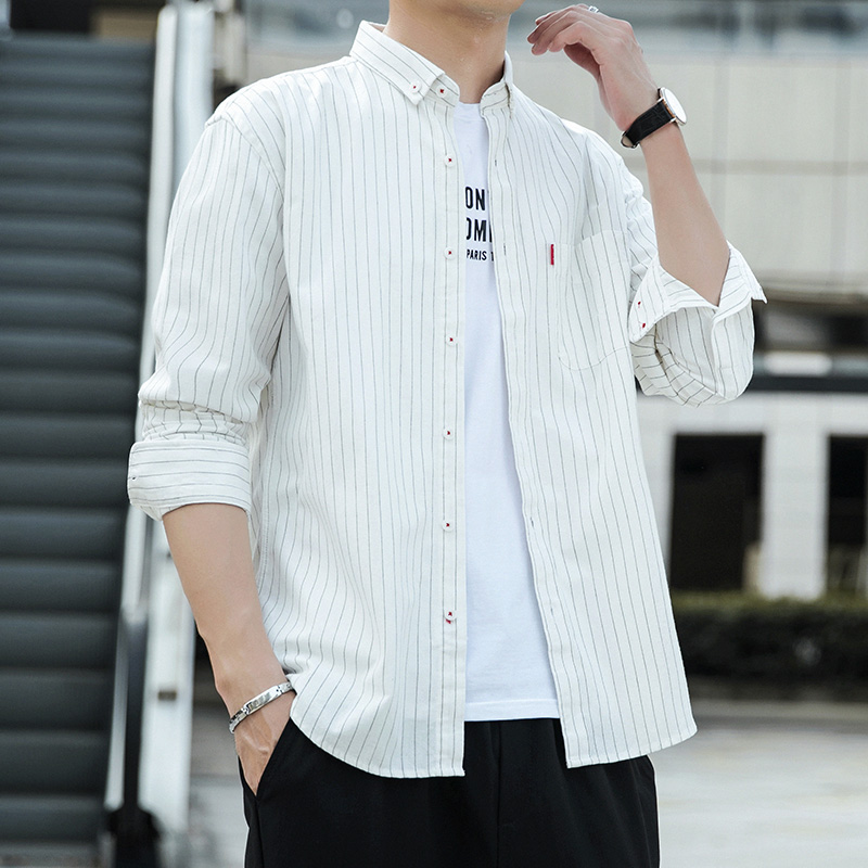 冬季加厚衬衫保暖男秋季2025新款白色士长袖棉休闲商务大尺1117w