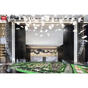 售楼中心沙盘洽谈区亚克力片组合形吊灯会所大厅展厅艺术创意灯具