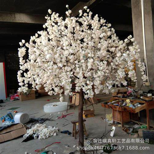垂吊樱花仿真树商场酒店婚庆桃花许愿树室内装修落地装饰手工制作