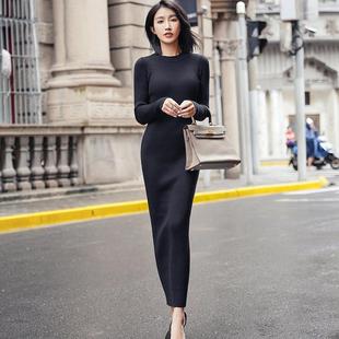 超长款毛衣裙过膝修身针织连衣裙女到脚踝秋冬裙内搭打底长裙及踝