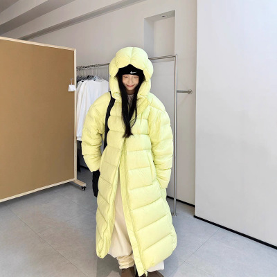 白鸭绒超轻无胆章鱼帽云朵泡芙2025新款羽绒服女长款过膝加厚保暖