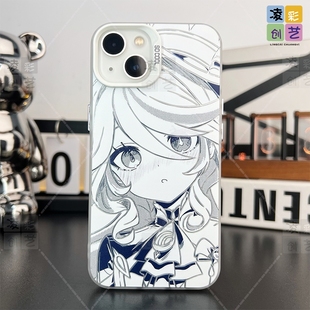 凌彩创艺原神游戏黑白芙宁娜手机壳适用苹果15promax华为vivoiqoo12小米14pro一加ace3红米k70至尊IMD彩银壳