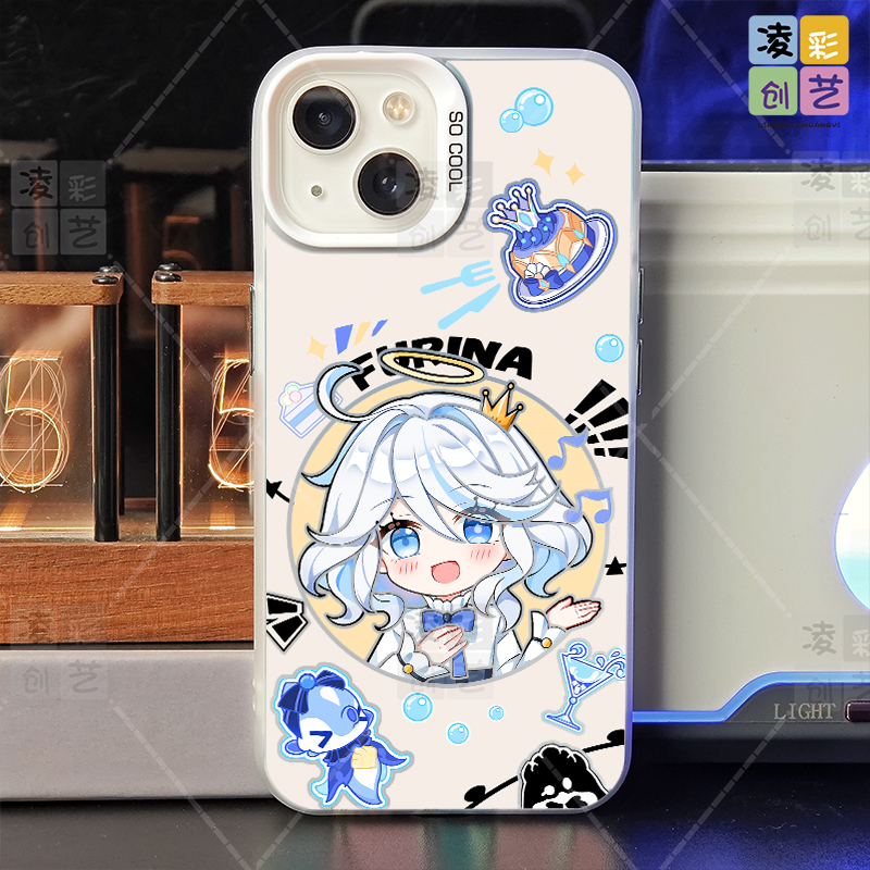 凌彩创艺原神万圣节芙芙手机壳适用苹果17promax华为vivoiqoo15小米17promax一加ace5pro红米80至尊IMD彩银壳