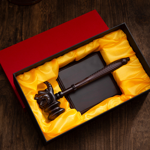 法槌黑檀木摆件家居客厅办公室装饰品中式獬豸律师商务开业送礼