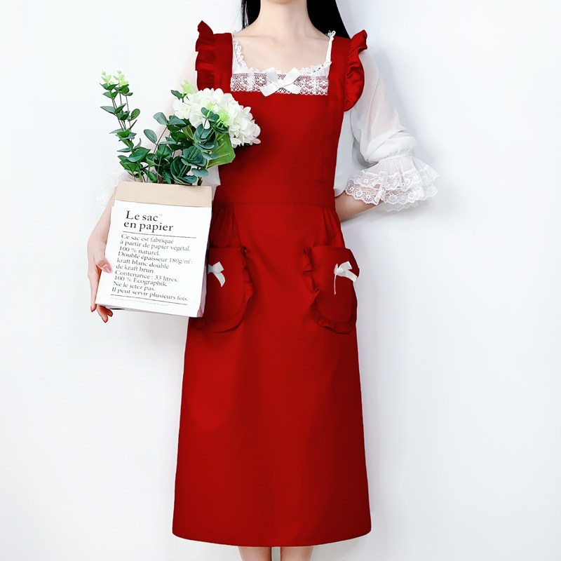 女围裙时尚外穿可爱花店工作LOGO定制家用厨房加长款过膝蕾丝韩版,家庭/个人清洁工具,围裙,淘宝优惠券,粉丝福利购,淘宝优惠卷
