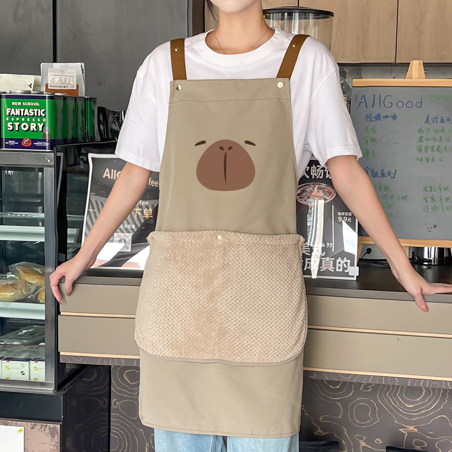 卡通小熊围裙厨房家用男女餐饮工作服可爱擦手围腰防水2025新款,家庭/个人清洁工具,围裙,淘宝优惠券,粉丝福利购,淘宝优惠卷