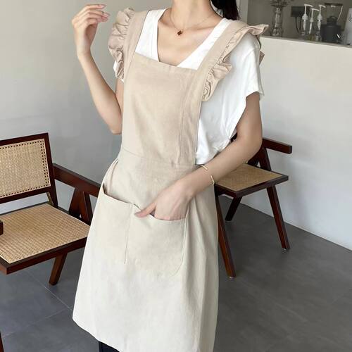 喜欢花的兔子水洗棉免费印字围裙