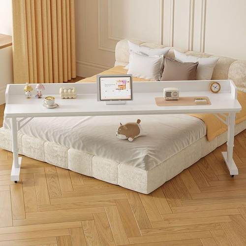 书桌家用电脑桌学生简易学习桌靠墙移动升降工作台床头懒人跨床桌