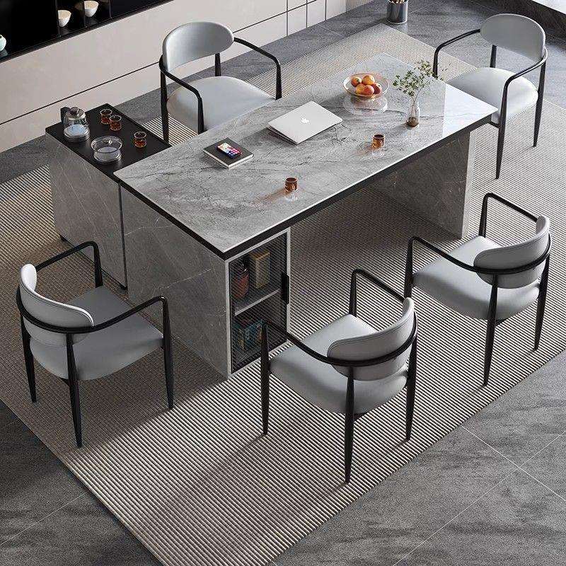 岩板茶桌椅组合办公室阳台现代简约轻奢岛台茶台烧水壶一体移动