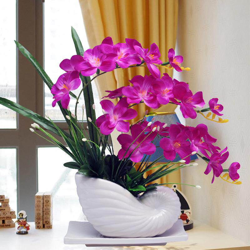 蝴蝶兰仿真花套装摆件家居客厅室内茶几绢花假花盆栽兰花花摆