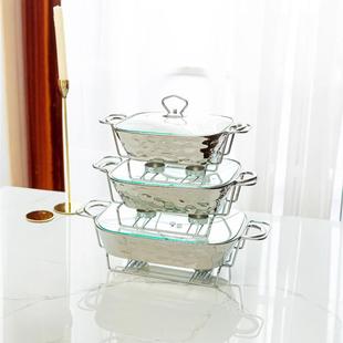 casserole银色石头纹烤盘长方形陶瓷烤盘sliver干汤锅bakeware