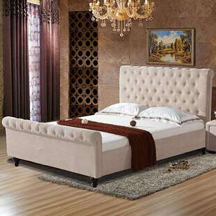 外贸工厂卧室家具床双人布艺床雪橇床queensizebedbedroom