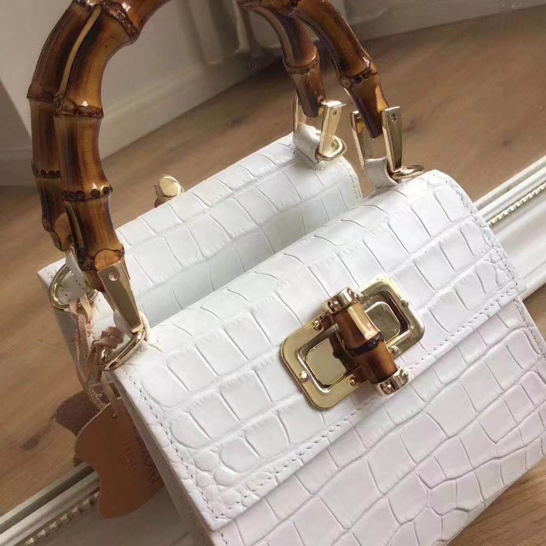 美王定制 外贸竹节高级感2025鳄鱼纹单肩斜挎小方包新中式旗袍