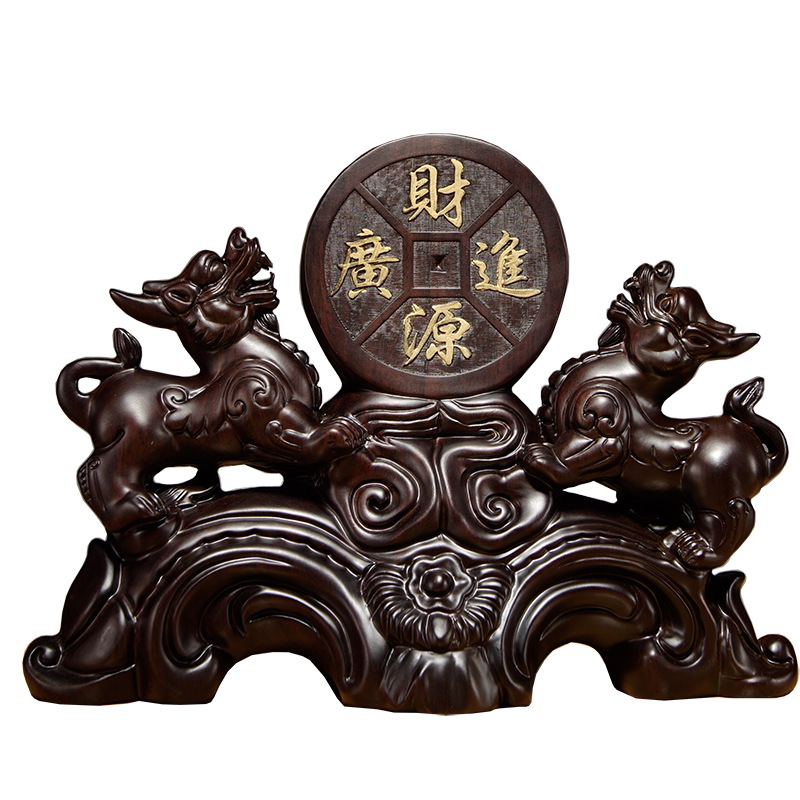 黑檀木雕刻玄关乔迁送礼貔貅摆件