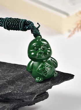 绿色木头雕刻小鸡吊坠红木实木十二生肖木质木小鸡吉祥物木制挂件