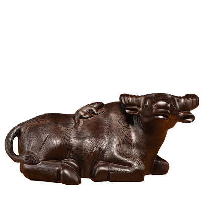 吉祥物客厅实木黑檀摆件祝福木头