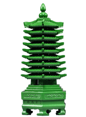 绿色实木质文昌塔客厅文昌塔摆件
