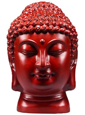 佛首红色木雕新中式大号慈悲佛头